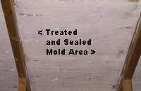 Treated and sealed mold areas